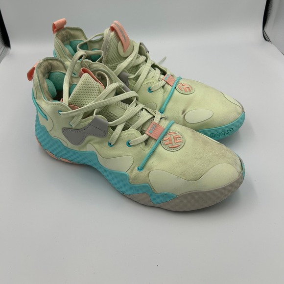 Adidas Harden Vol 6 Mens Basketball Shoes Light Yellow Blue Pink Size - Picture 2 of 9